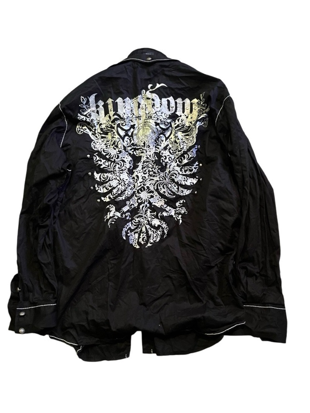 ATTI embroidered phoenix firebird studded longsleeve button down